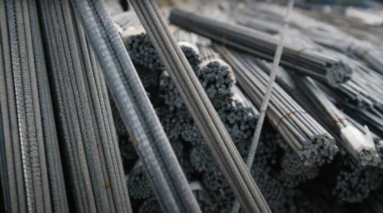 Collection of Steel Rods in Manufacturing Plant