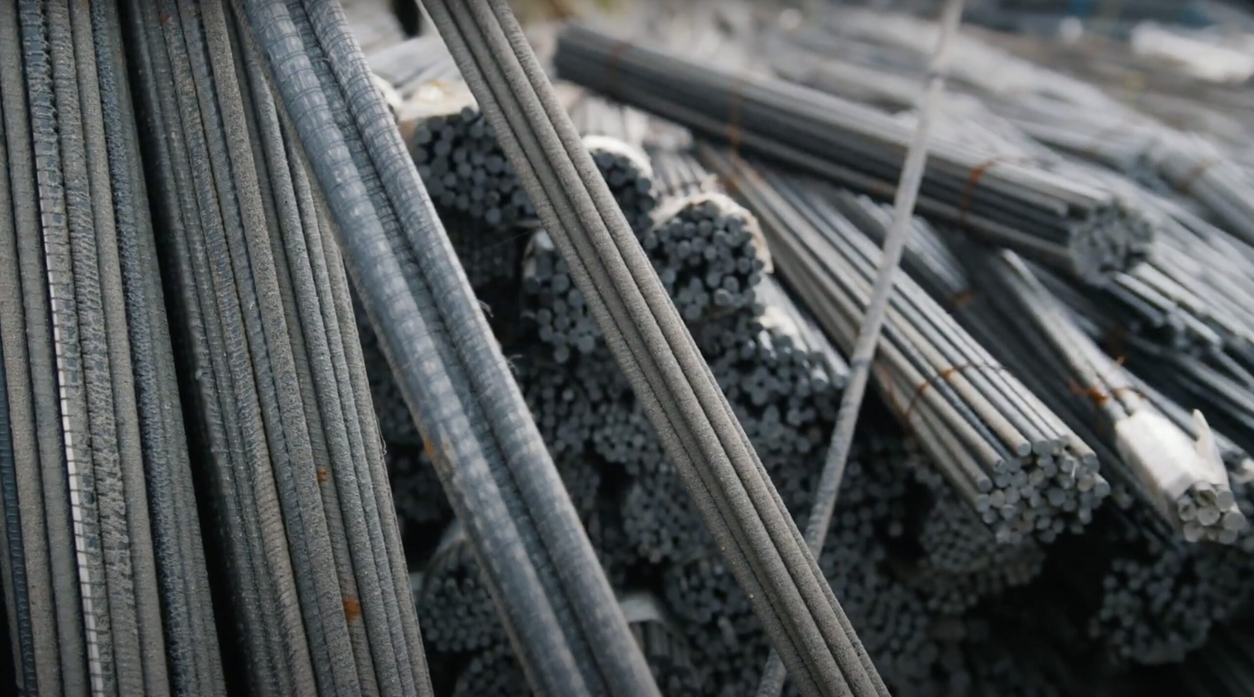 Collection of Steel Rods in Manufacturing Plant