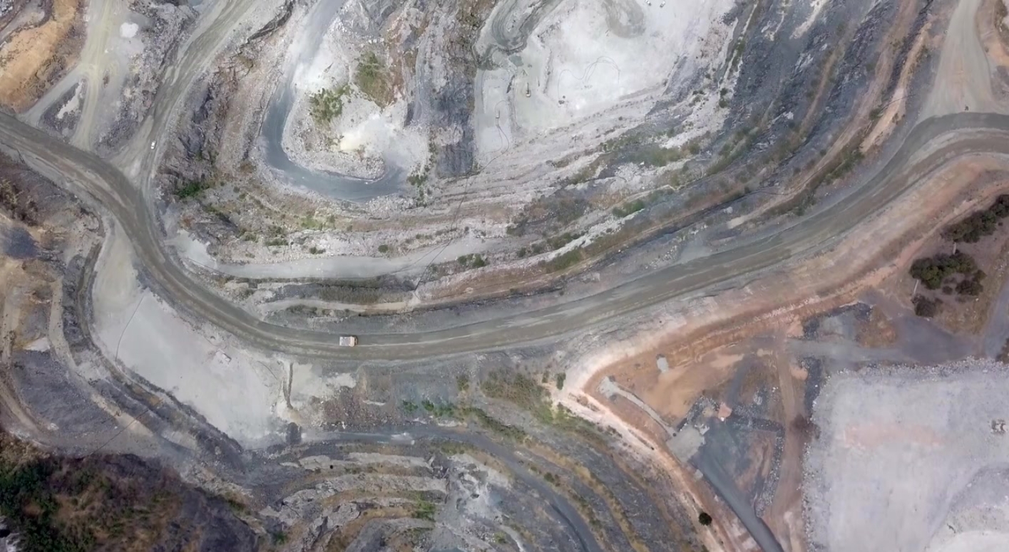 Aerial view of a lithium mine